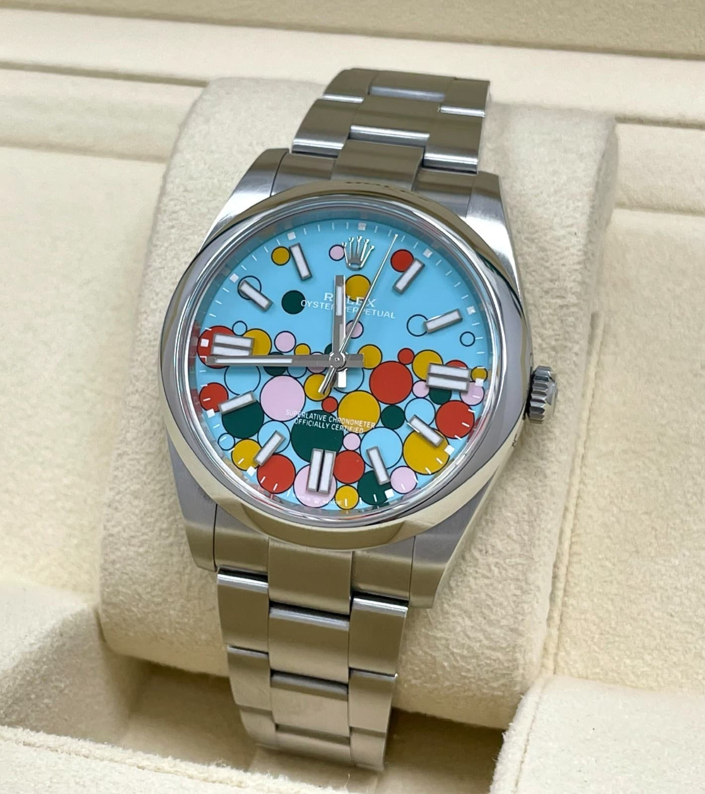 ROLEX OYSTER PERPETUAL CELEBRATION DIAL FACTORY SET BOX AND CARD UNDATED 41MM