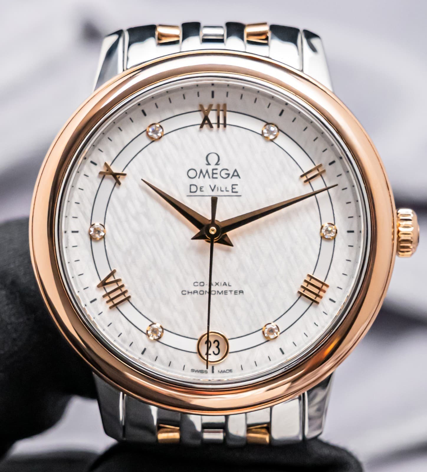 Omega De Ville Prestige 32.7mm Red Gold $9K MSRP Deville 424.20.33.20.52.002