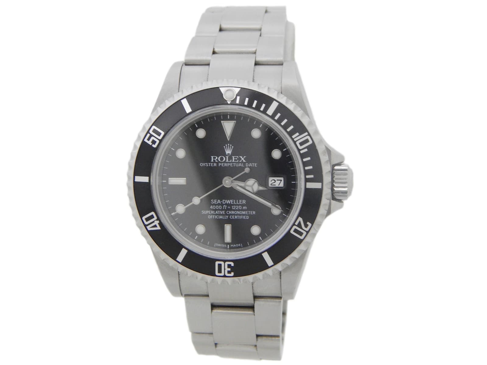 Rolex Mens Sea-Dweller Stainless Steel Z-Serial Watch with Black Dial 16600T