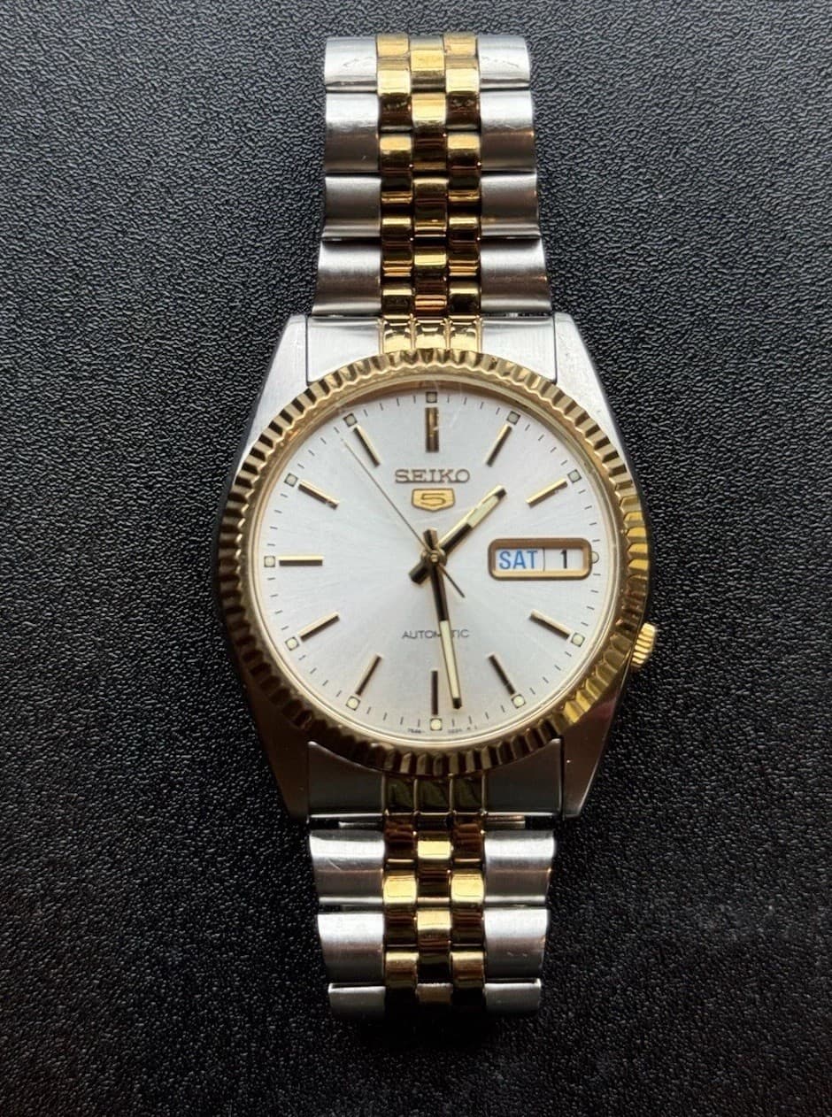 Seiko 5 SNXJ90 Men's Watch Automatic Two-Tone Gold Dial AMERICAN PSYCHO USA
