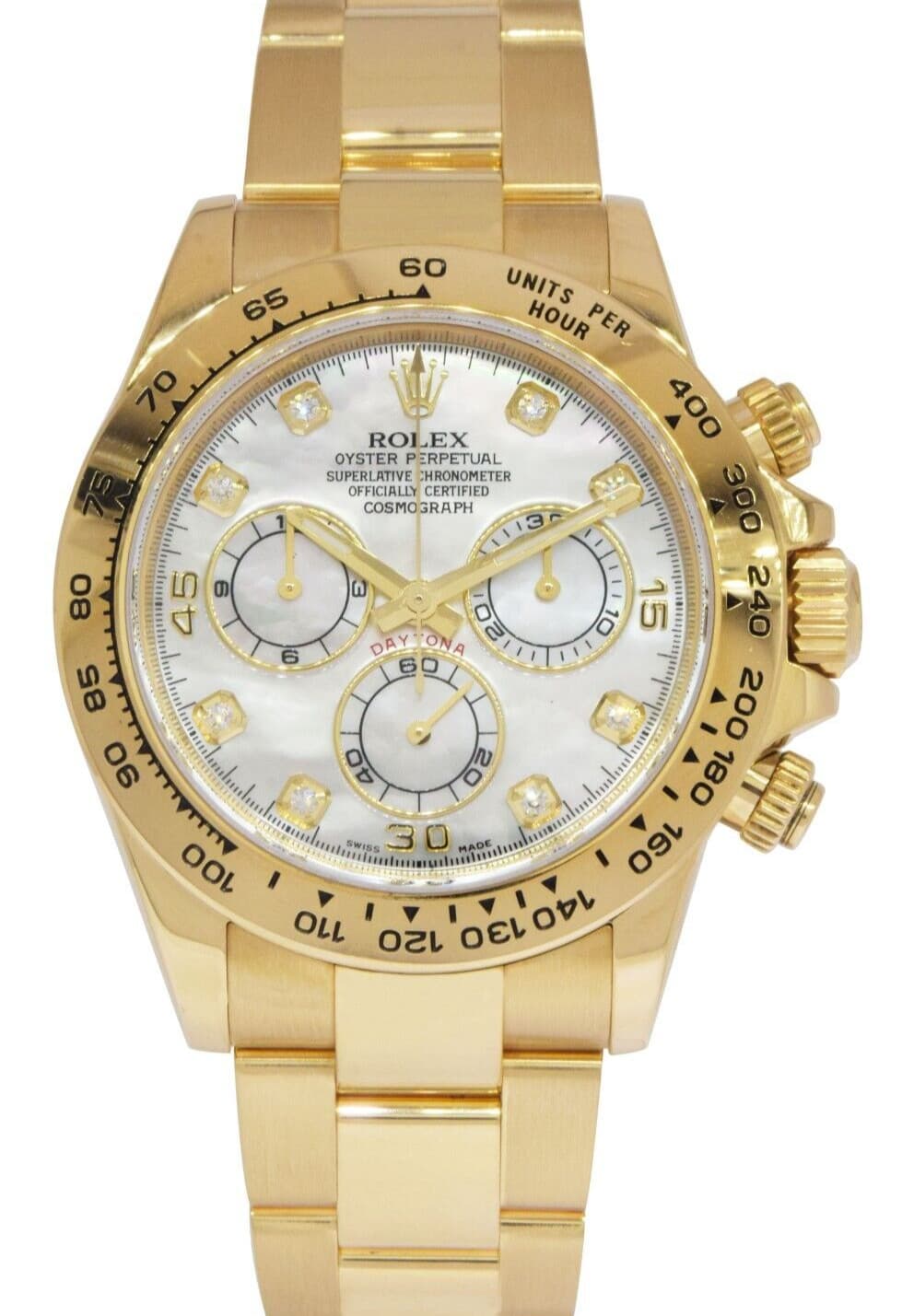 Rolex Daytona Chronograph 18k Yellow Gold MOP Diamond 40mm Watch +12' 116528