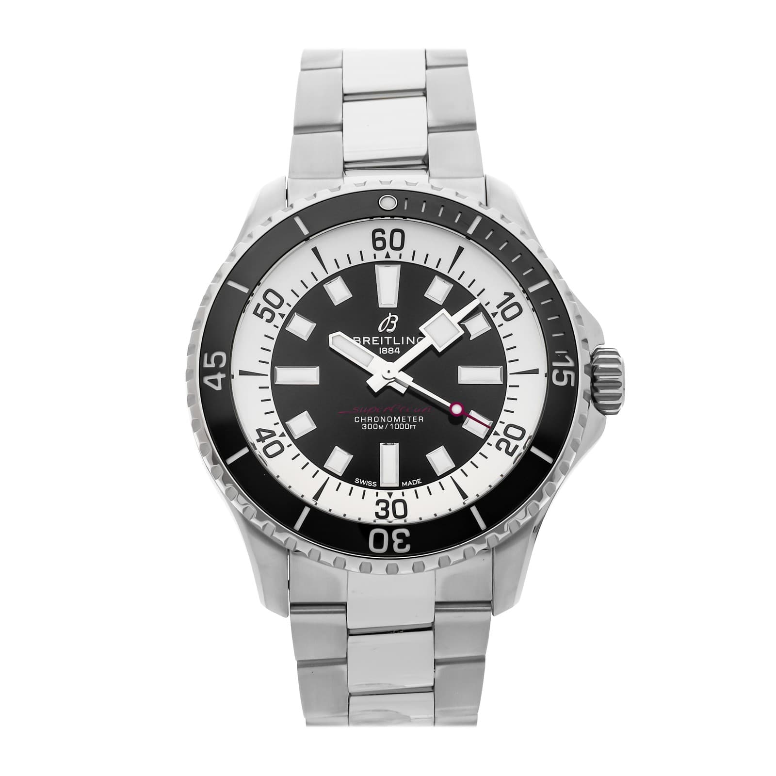 Breitling Superocean Steel Ceramic Auto Black Dial Bracelet Watch A17376211B1A1