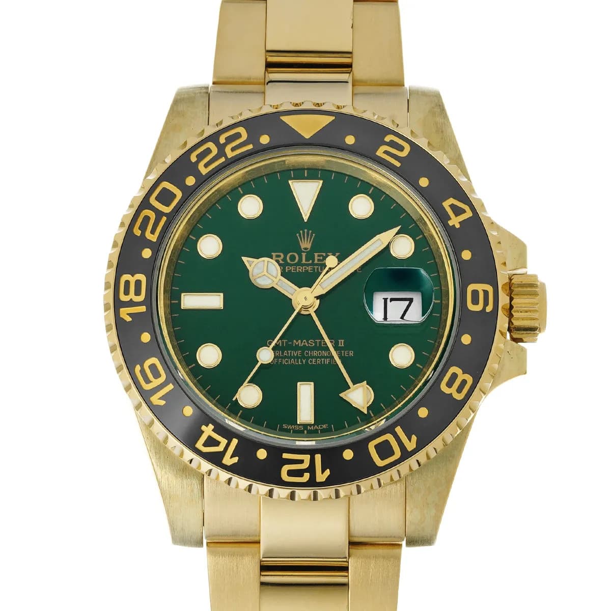 Rolex GMT-Master II 116718LN 40mm Yellow Gold Green Wristwatch #WW10303