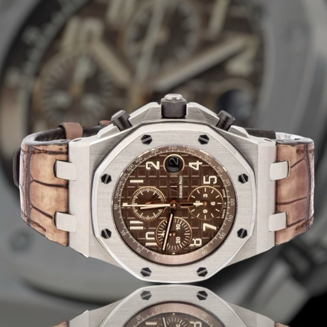 🇨🇭Royal Oak 26470ST Offshore AP Brown Men's Watch Leather Audemars Piguet