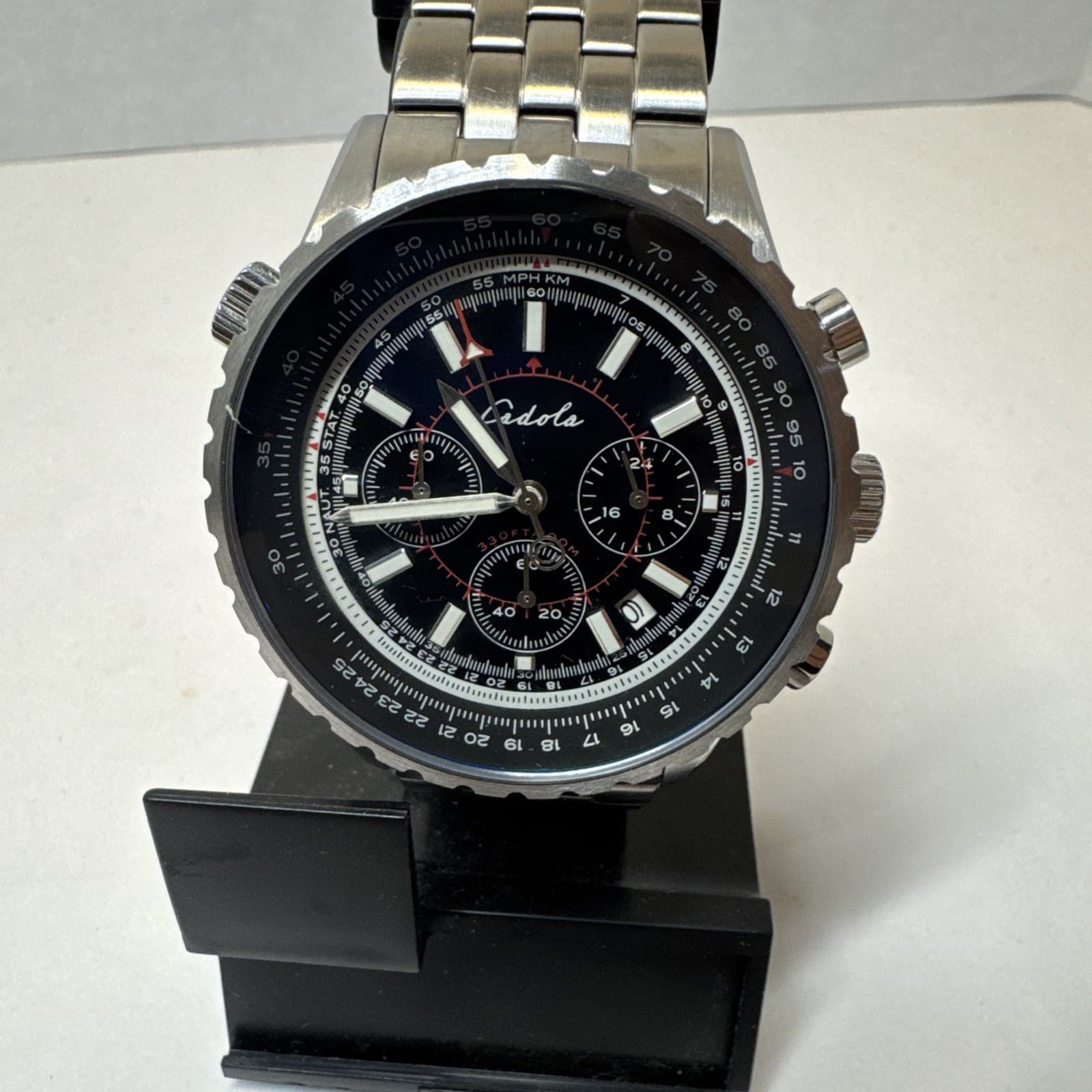 Cadola Men’s Volaron Stone Blue Dial Silver Quartz Chronograph 44mm Watch