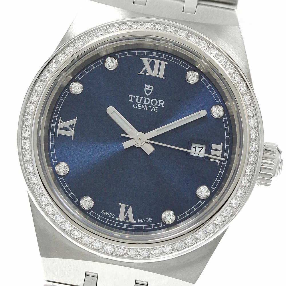 TUDOR WATCH 28320 ROYAL 8P DIAMOND BEZEL DATE AUTOMATIC DATE BLUE DIAL WOMEN'S
