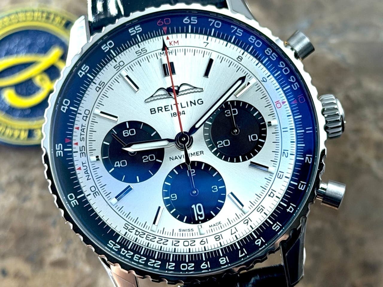 BREITLING Navitimer B01 Chronograph 43 Automatic Silver Black with Box Papers
