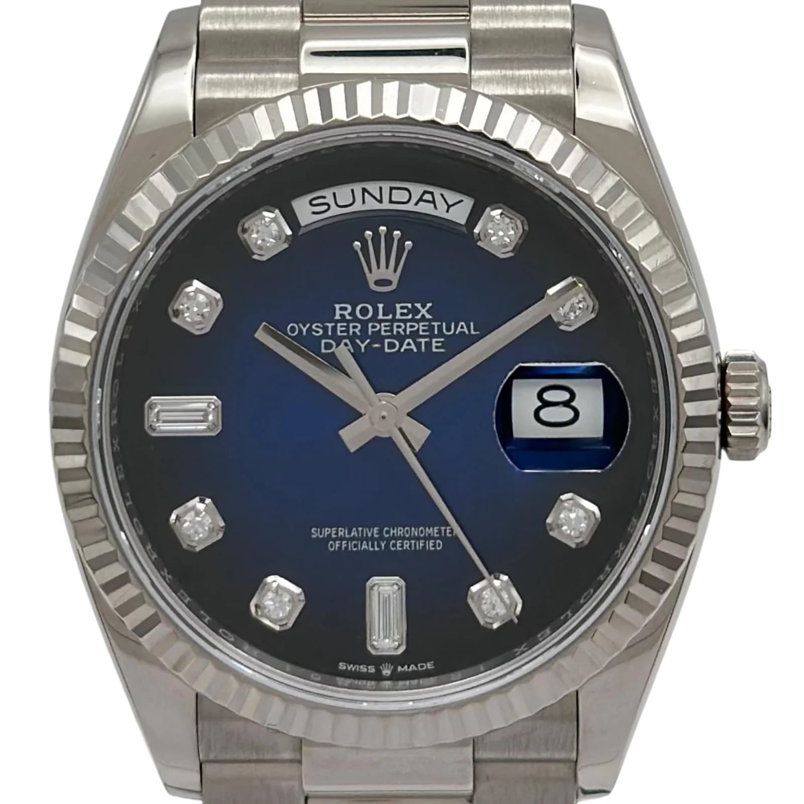 Rolex Day-date 36 128239A Blue Ombré White Gold Men Watch Used