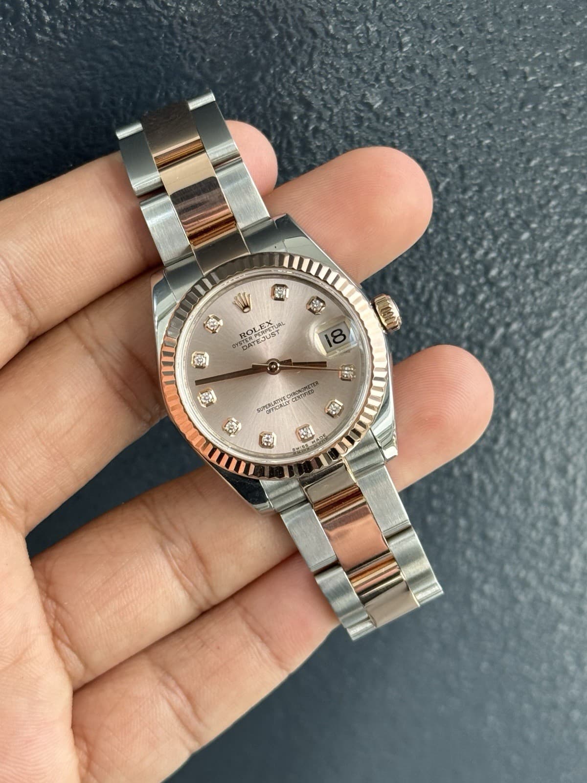 Rolex Datejust 31MM Diamond Dial 18K Rose Gold/SS Oyster Ladies Watch 178271