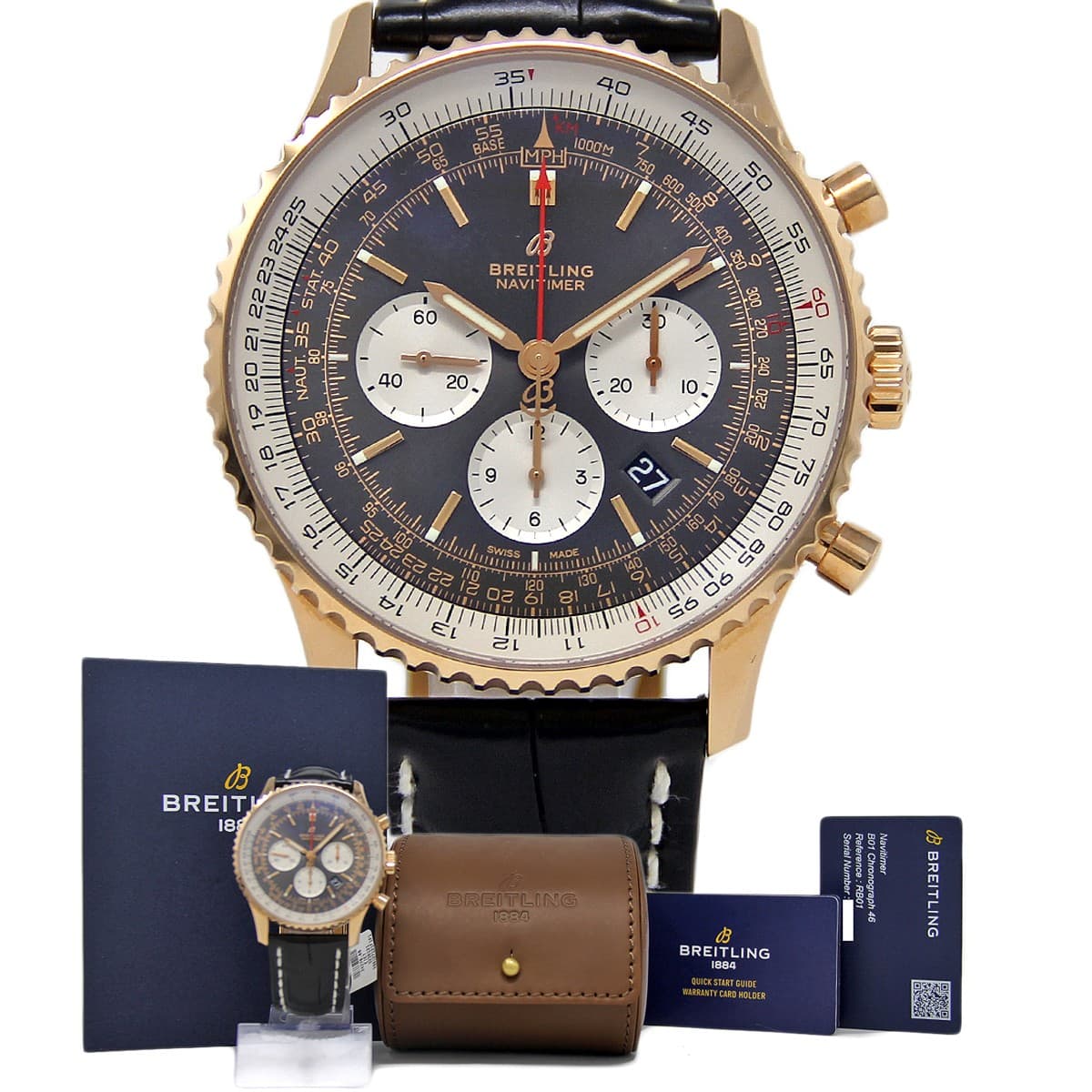 Breitling NEW Navitimer CHRONOGRAPH 46mm B01 Gold RB0127 *RETAIL $24,700 #BR159