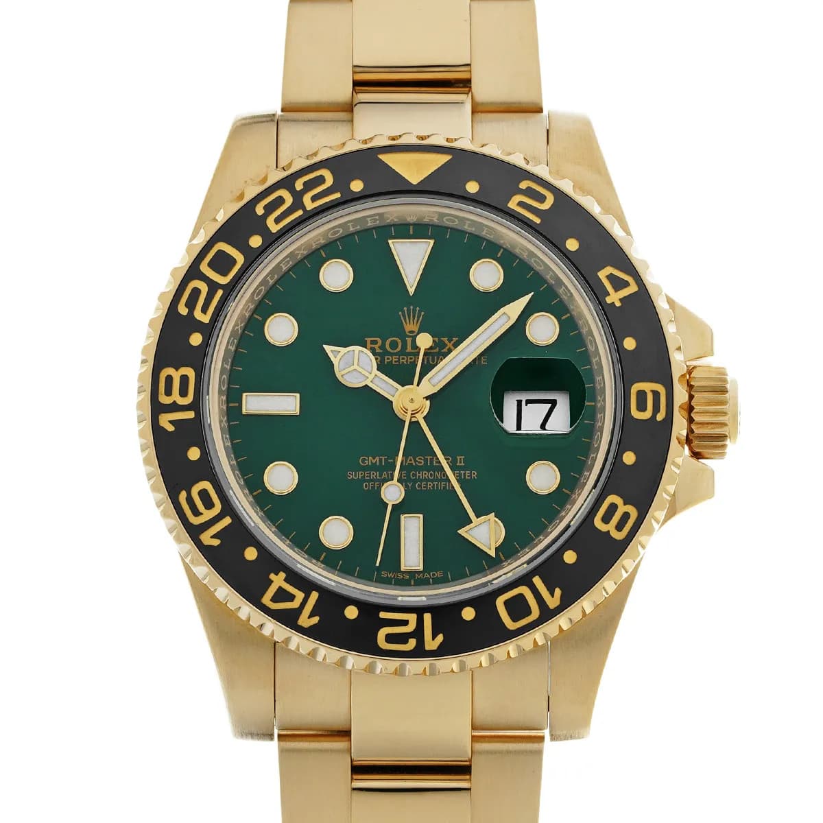 Rolex GMT-Master II 116718LN 40mm Yellow Gold Green Wristwatch #WW5631