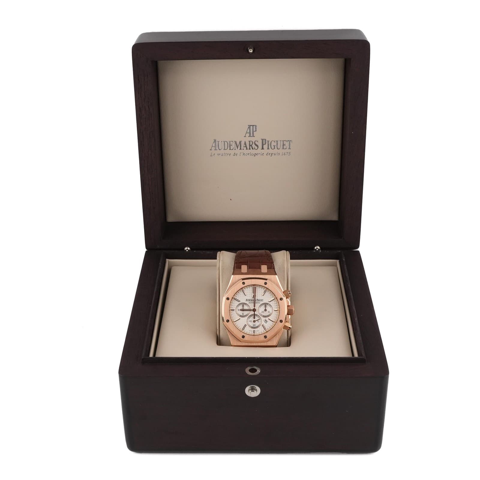 Audemars Piguet Royal Oak Chronograph 41 mm 18K Rose Gold Silver Dial Box 2016