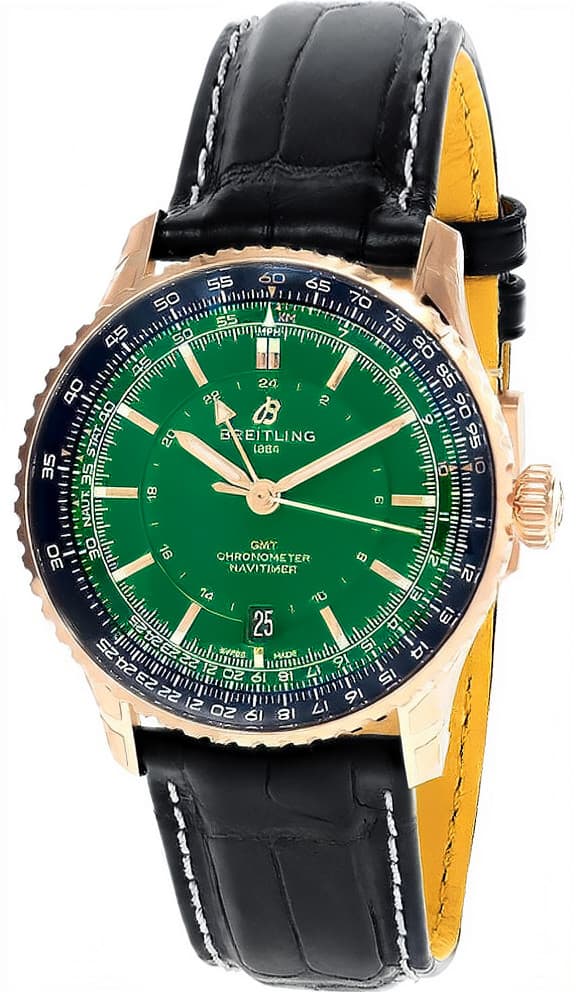 New Breitling Navitimer GMT 41mm 18K Rose Gold Leather Men's Watch R32310251L1P1