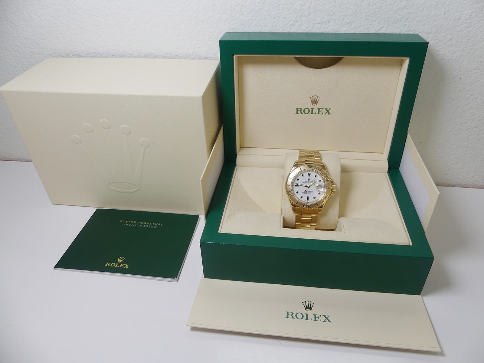 Rolex men's 40mm 18K YG Yachtmaster, white dial, 16628 "U"