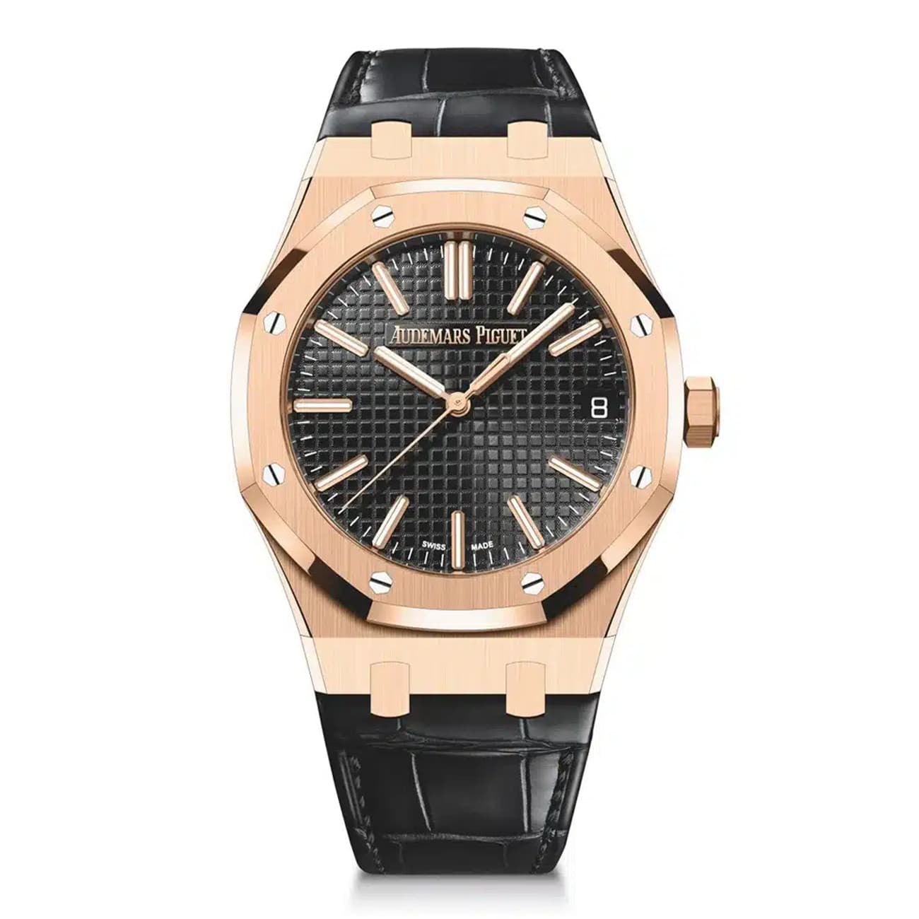Audemars Piguet Royal Oak 15510OR.OO.D002CR.01 41mm Black Dial Leather Strap ...