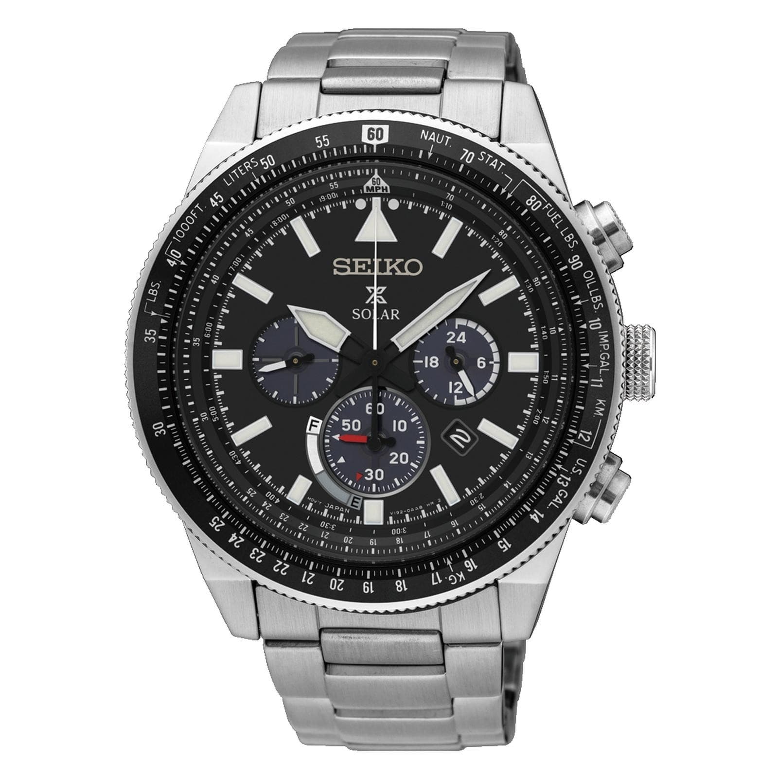 SEIKO ProspeX Air SSC607P1 Solar Watch Silver Steel FlightMaster 100m V192 Pilot