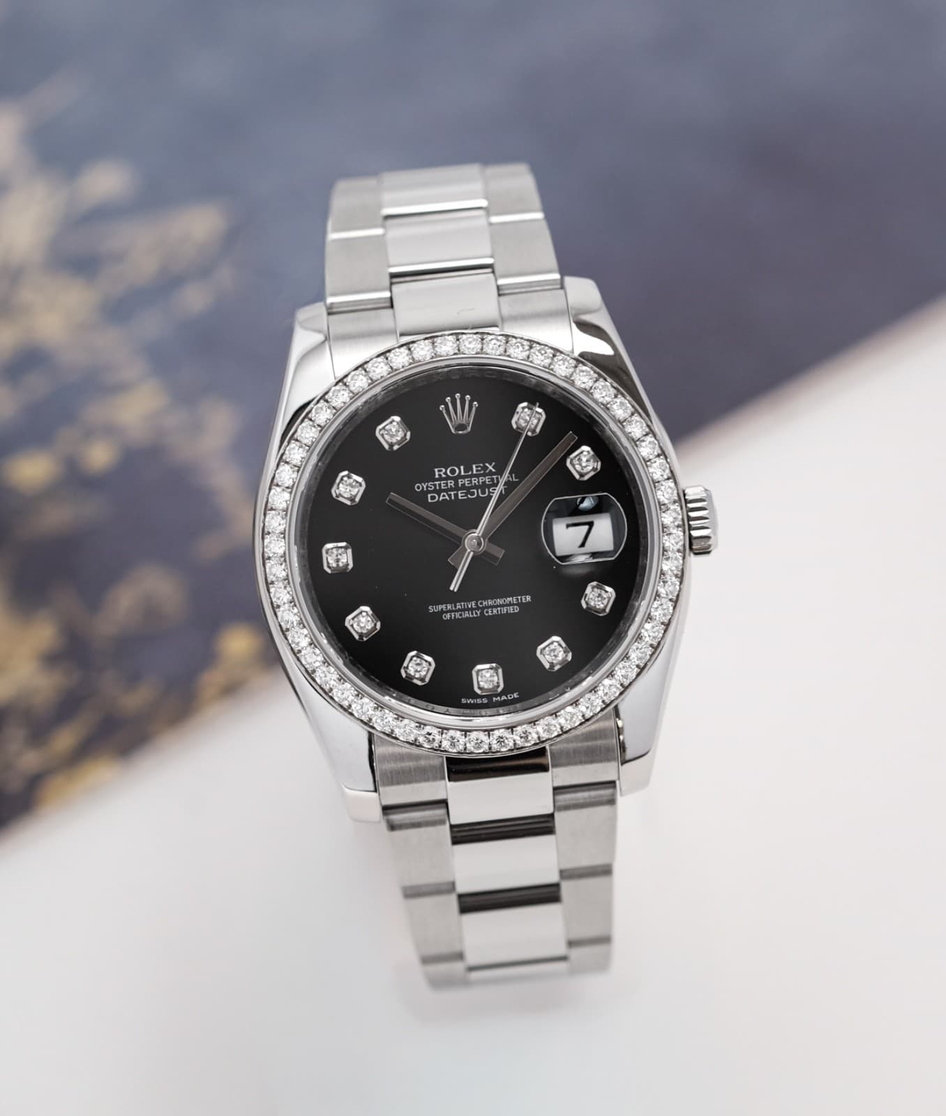 Rolex Datejust 36 116244 Factory Diamond Bezel And Diamond Dial