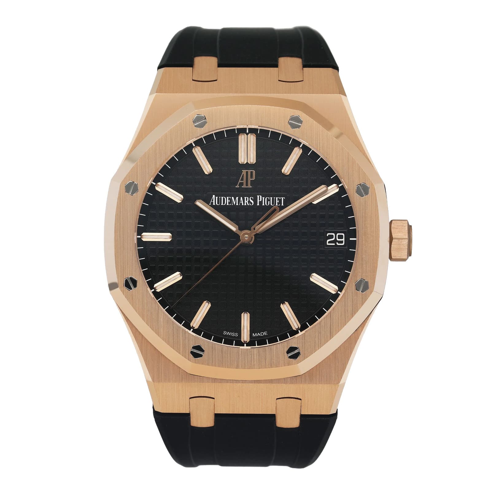 Audemars Piguet Royal Oak 15500OR Black Dial Mens Watch Box Papers