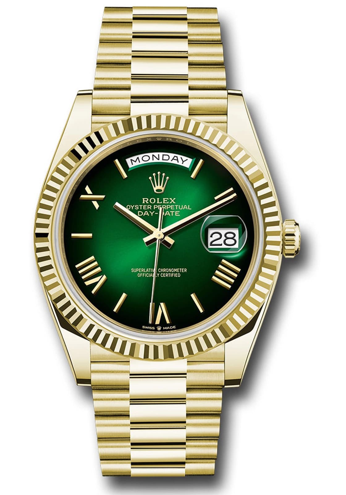 Rolex Day-Date 228238 2025 Complete President 18k YG Green Ombre Dial Auto 40mm