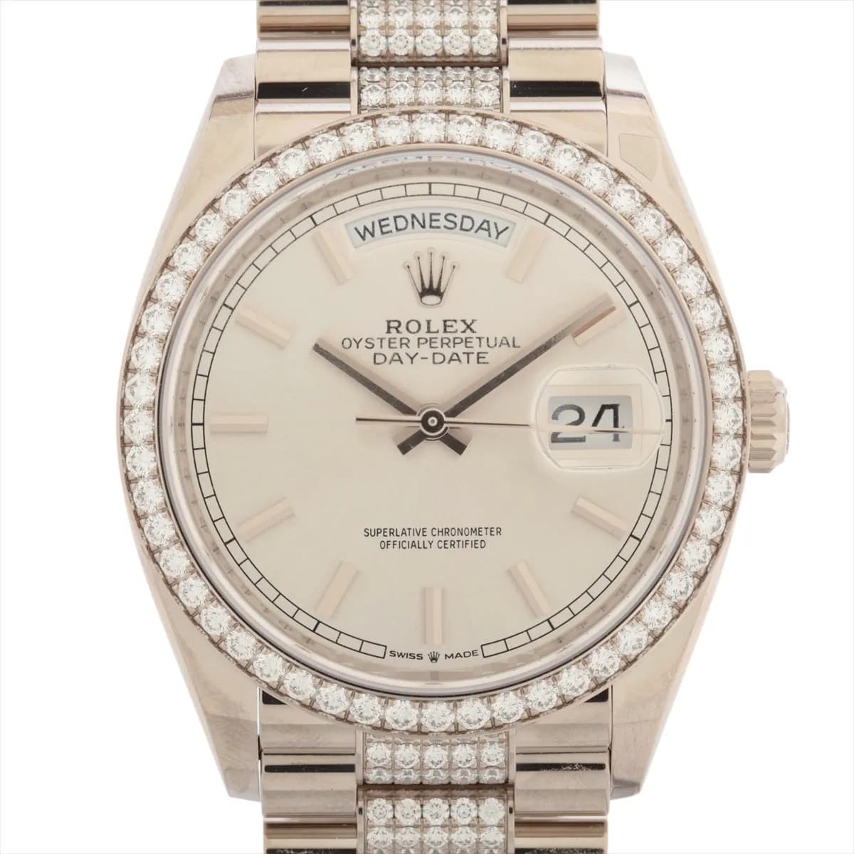 Rolex Day Date 36 128349RBR WG WG AT Silver-Face