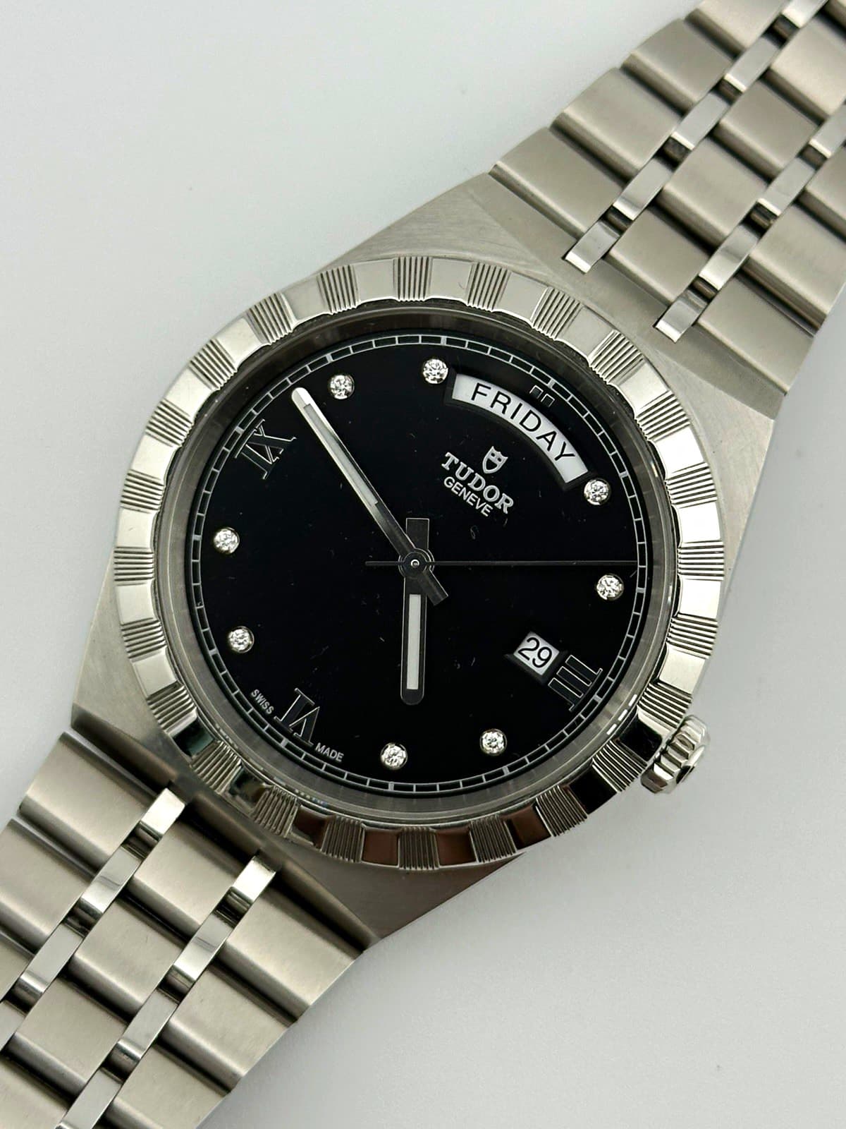 TUDOR Royal 28600 41mm Automatic Day Date Black Diamond Roman Full Set Watch