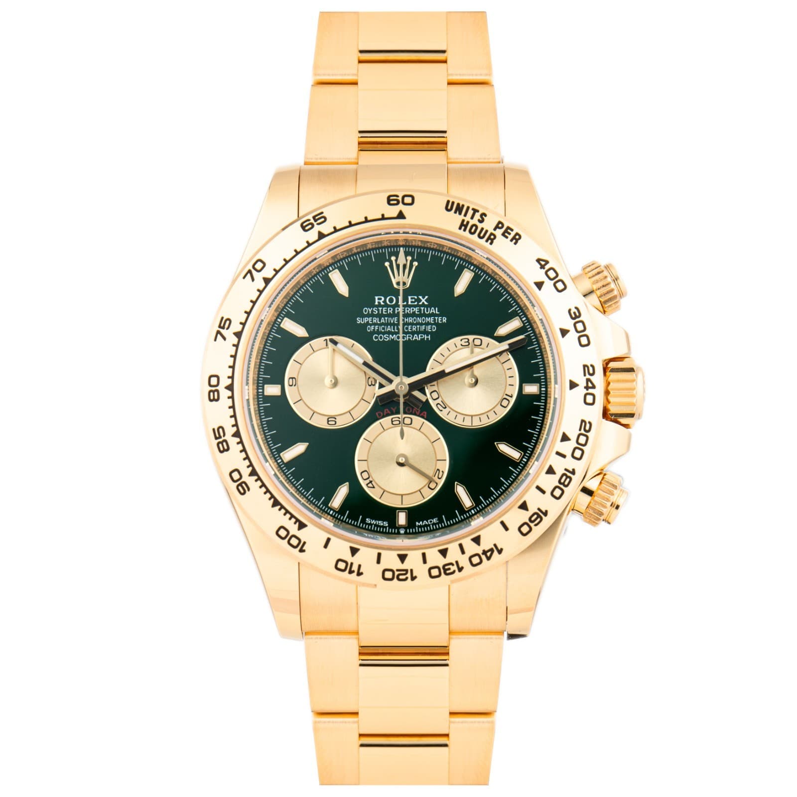 Rolex Daytona Cosmograph Yellow Gold Green Dial 40mm 126508 Full Set