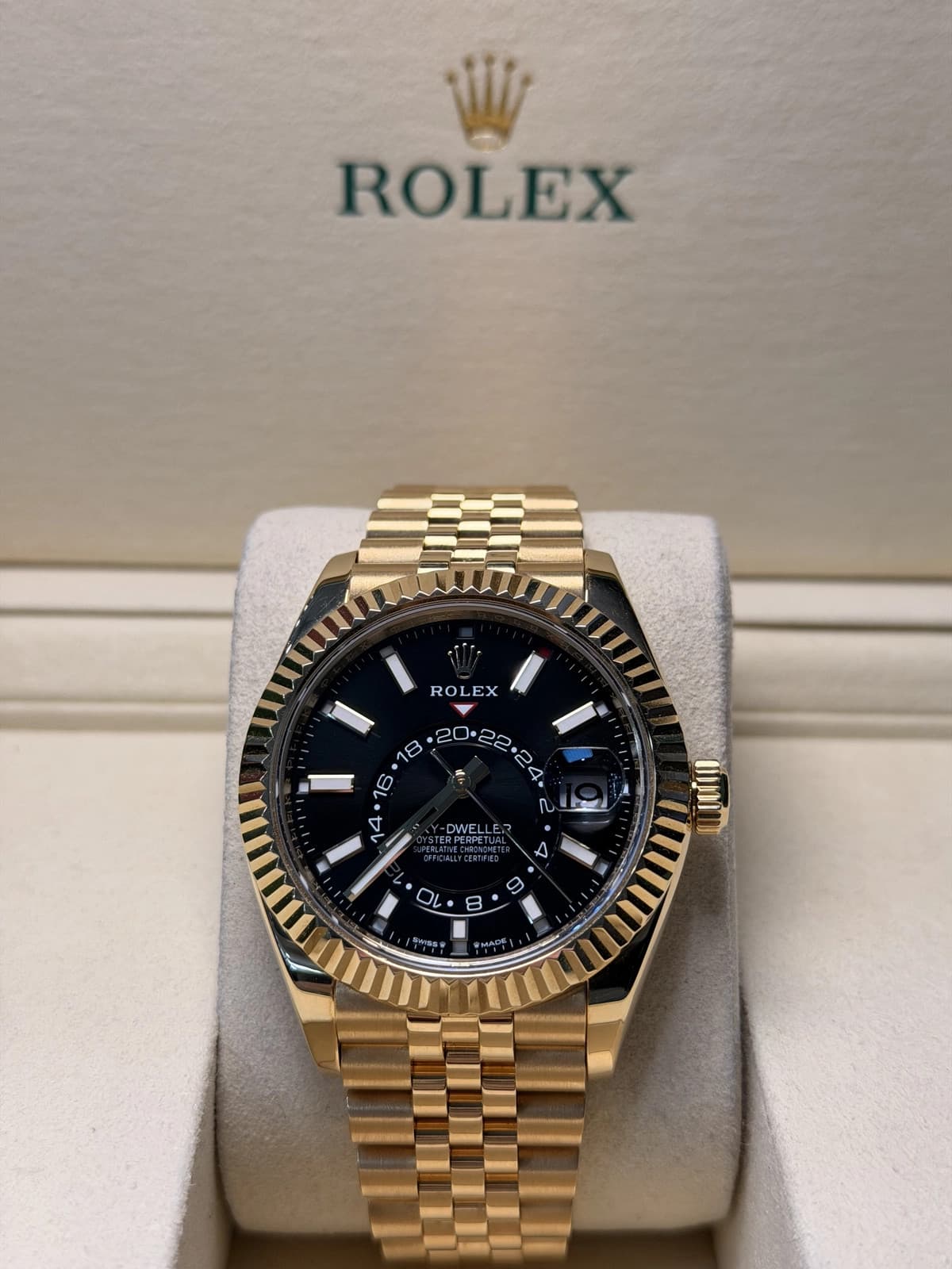 Rolex SkyDweller Black Index Dial on Jubilee 336938 with Box