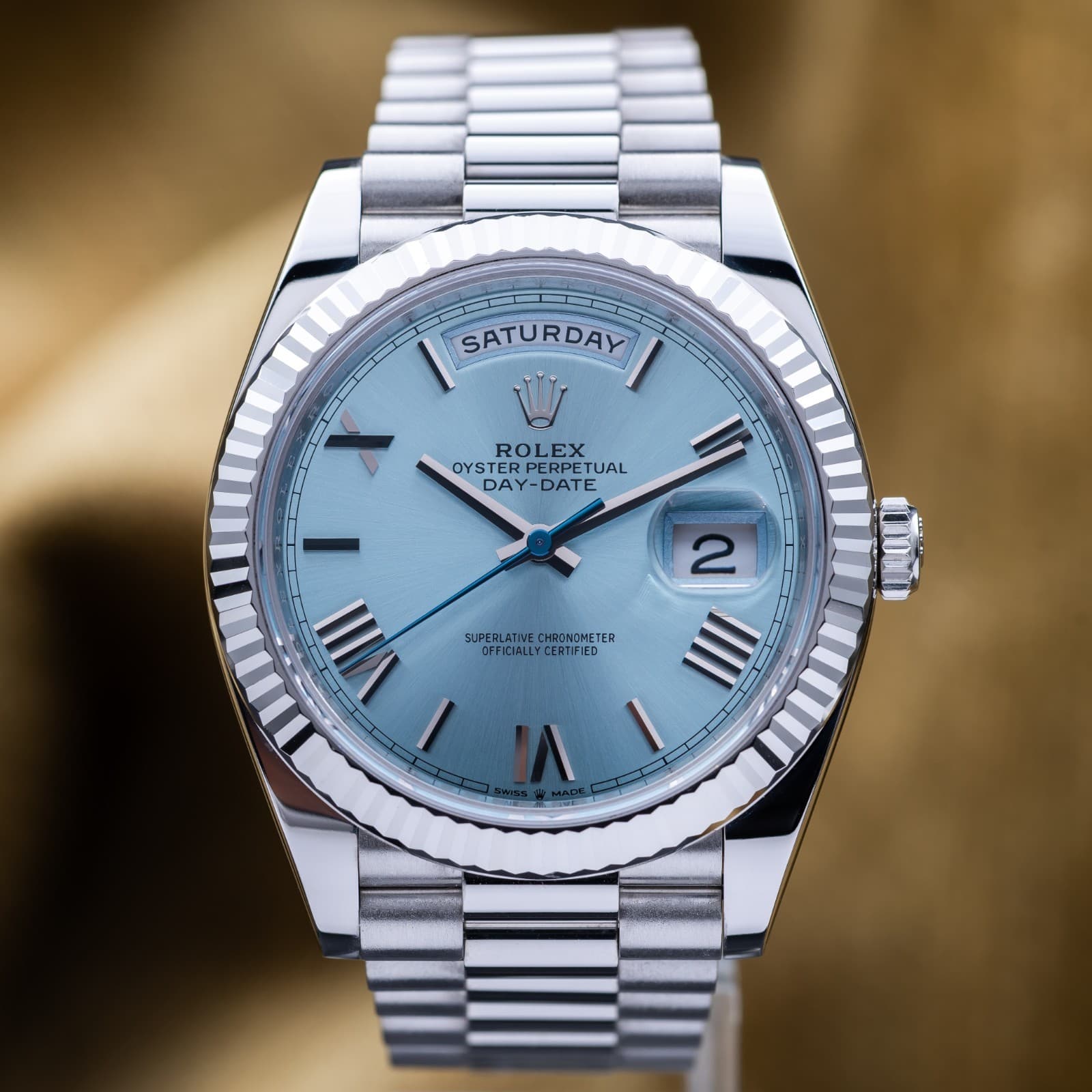 Rolex Day-Date 40 Platinum Ice Blue Dial President 228236 - Full Set