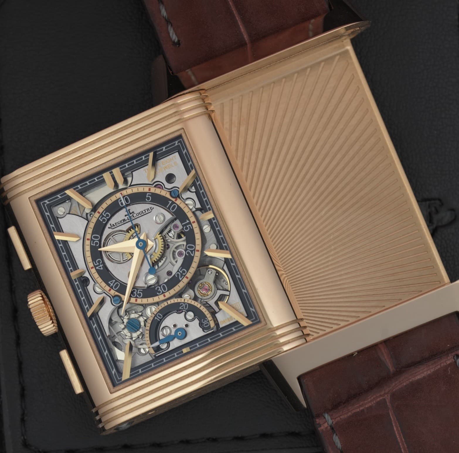 Jaeger-LeCoultre Reverso Tribute Chronograph Rose Gold Strap Watch Q389257J