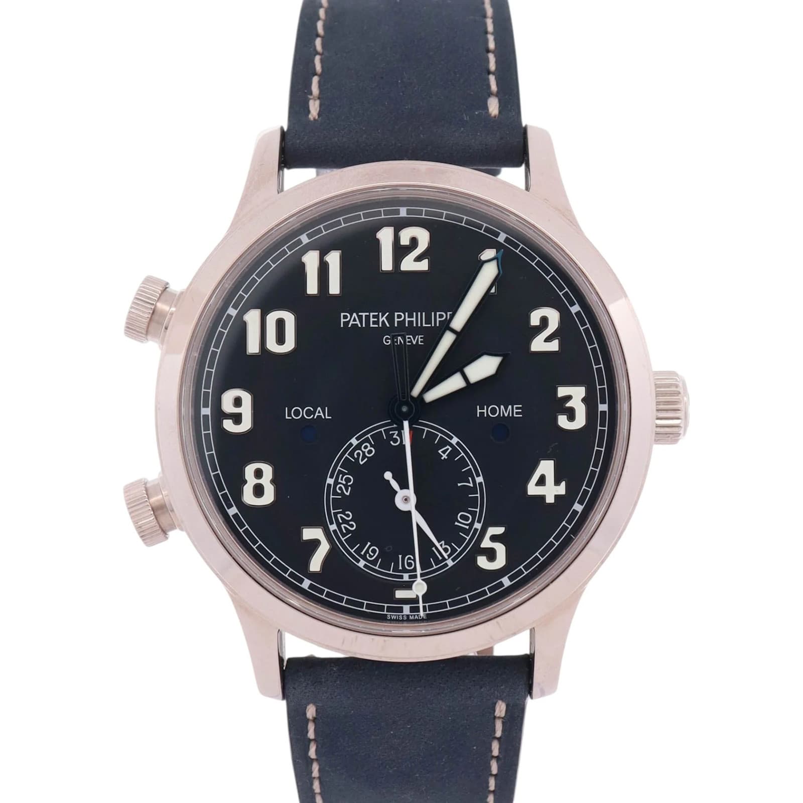 Patek Philippe Calatrava Pilot Travel Time 42mm Black Dial Watch Ref: 5524G-001