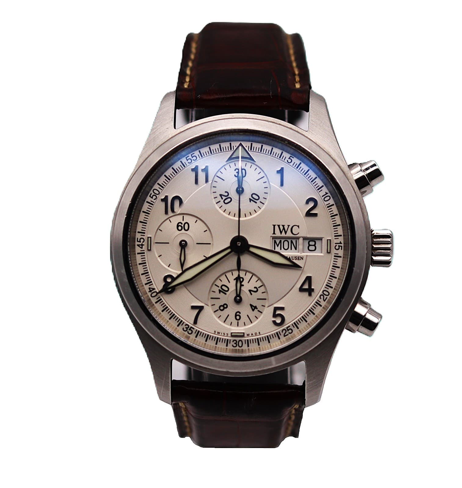 IWC Pilot Spitfire Chronograph IW3706-23 39mm Steel Silver Dial Automatic Watch