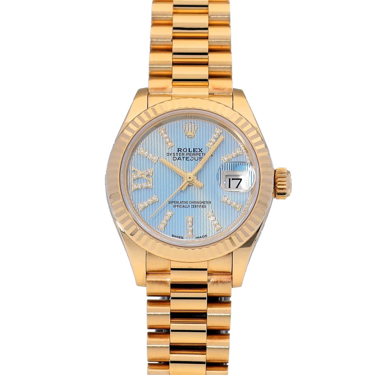 Rolex Datejust 279178G 28mm Yellow Gold Blue Wristwatch #WW259