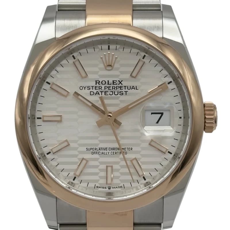 Rolex Datejust 36 Fluted Motif 126201 Silver Pink Gold Stainless Steel Mens Used