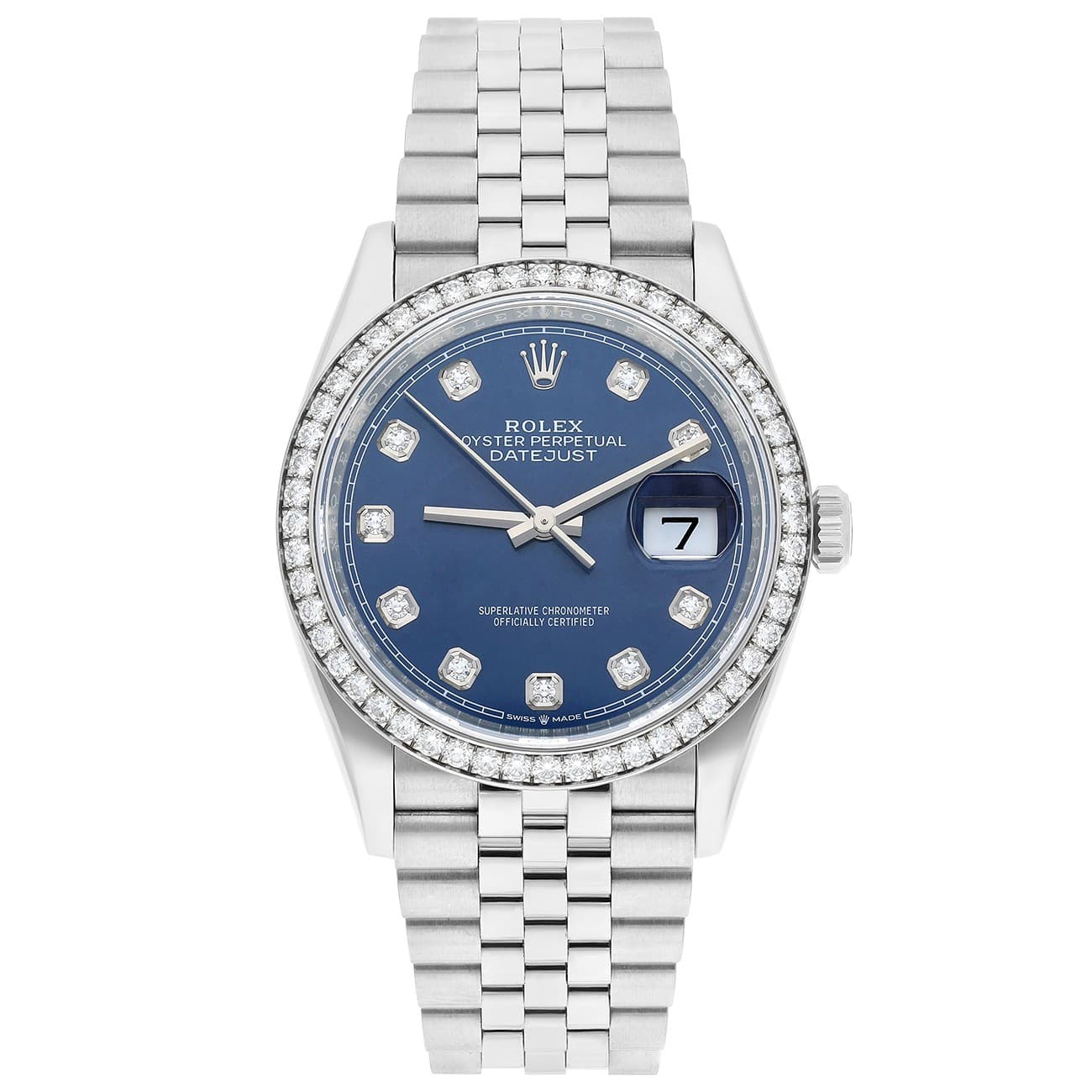 Rolex Datejust 126284rbr-0029 Bright Blue Diamond Dial 36 MM Diamond bezel Ju...