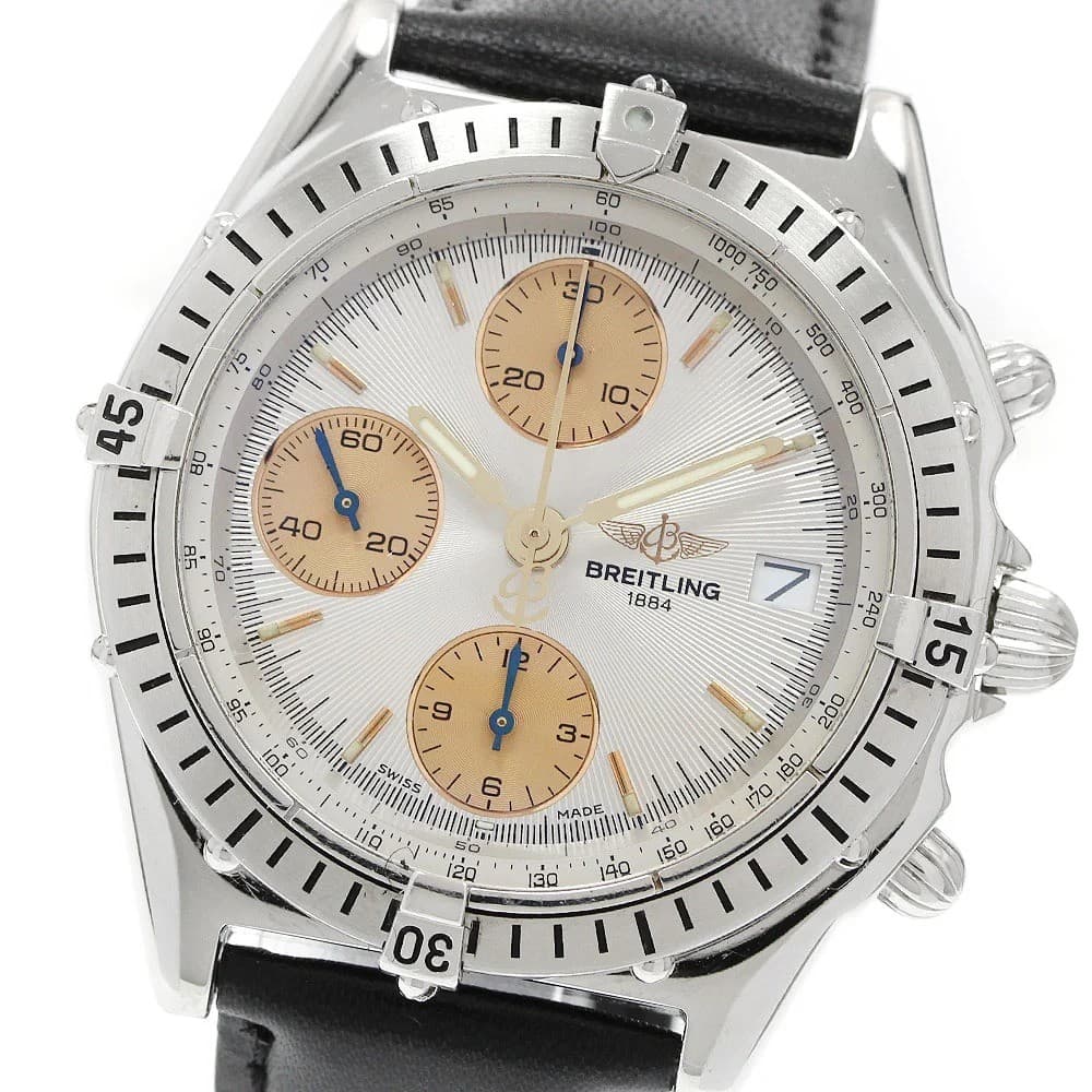 【junk】Breitling Chronomat 81950 Automatic Chronograph 39mm Silver Gold Dial Auth