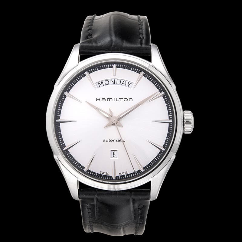 NEW HAMILTON Jazzmaster Silver Dial Black Leather Men's Watch H42565751 $1045