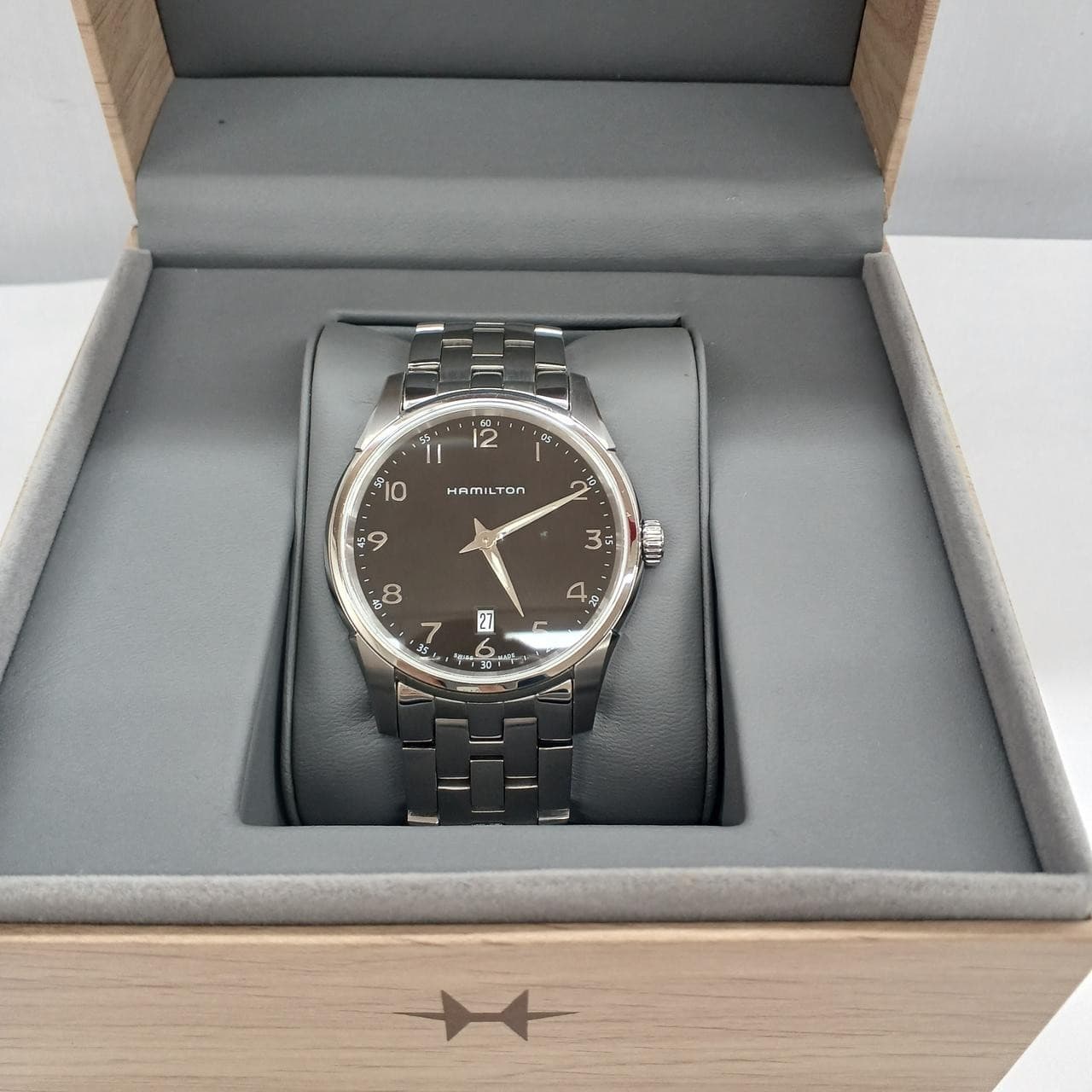 Hamilton Jazzmaster Thinline H385111 Black Dial Quartz Men Watch w/Box Near Mint