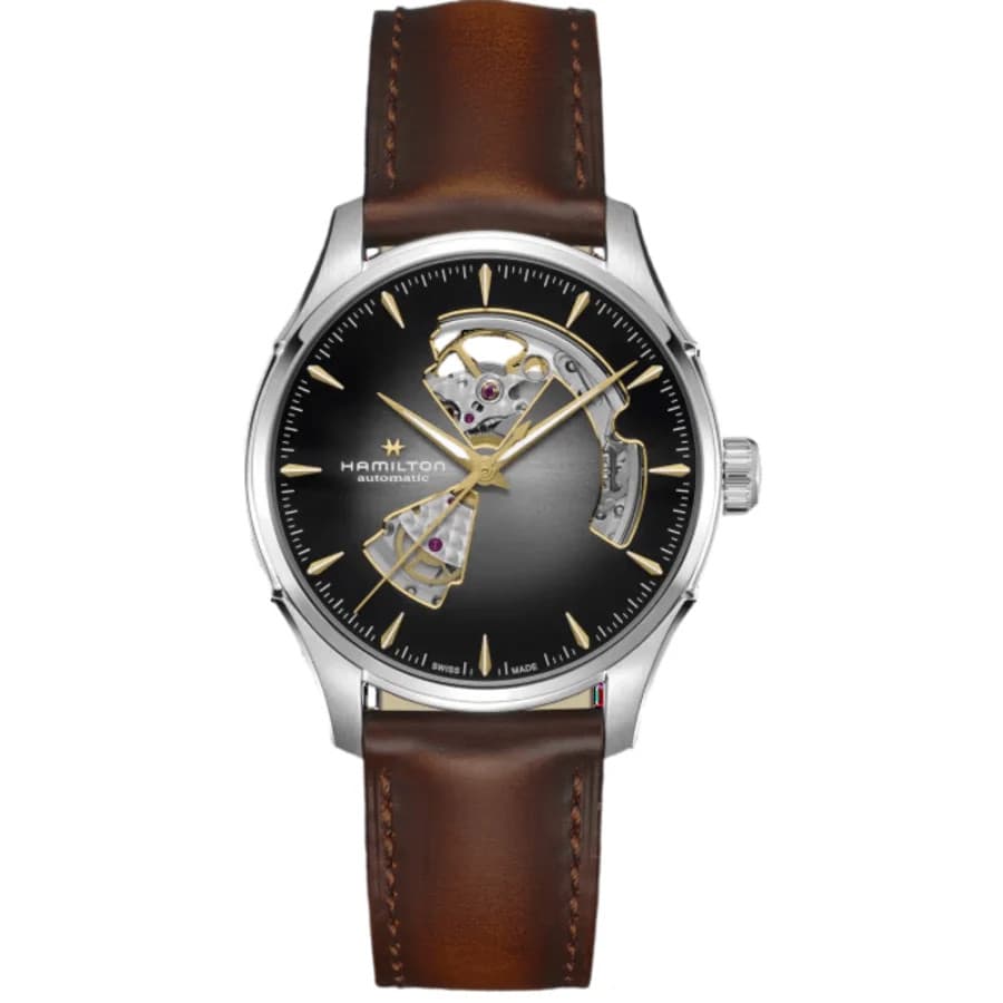 New Hamilton Jazzmaster Open Heart Automatic Smoky Men's Watch H32675581