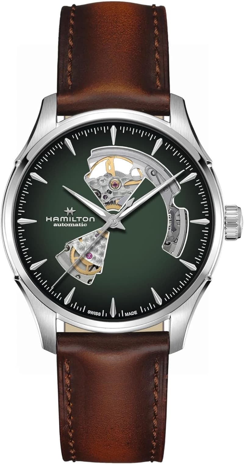Jazzmaster Open Heart Automatic Watch, Green Dial, 50M Water Resistant