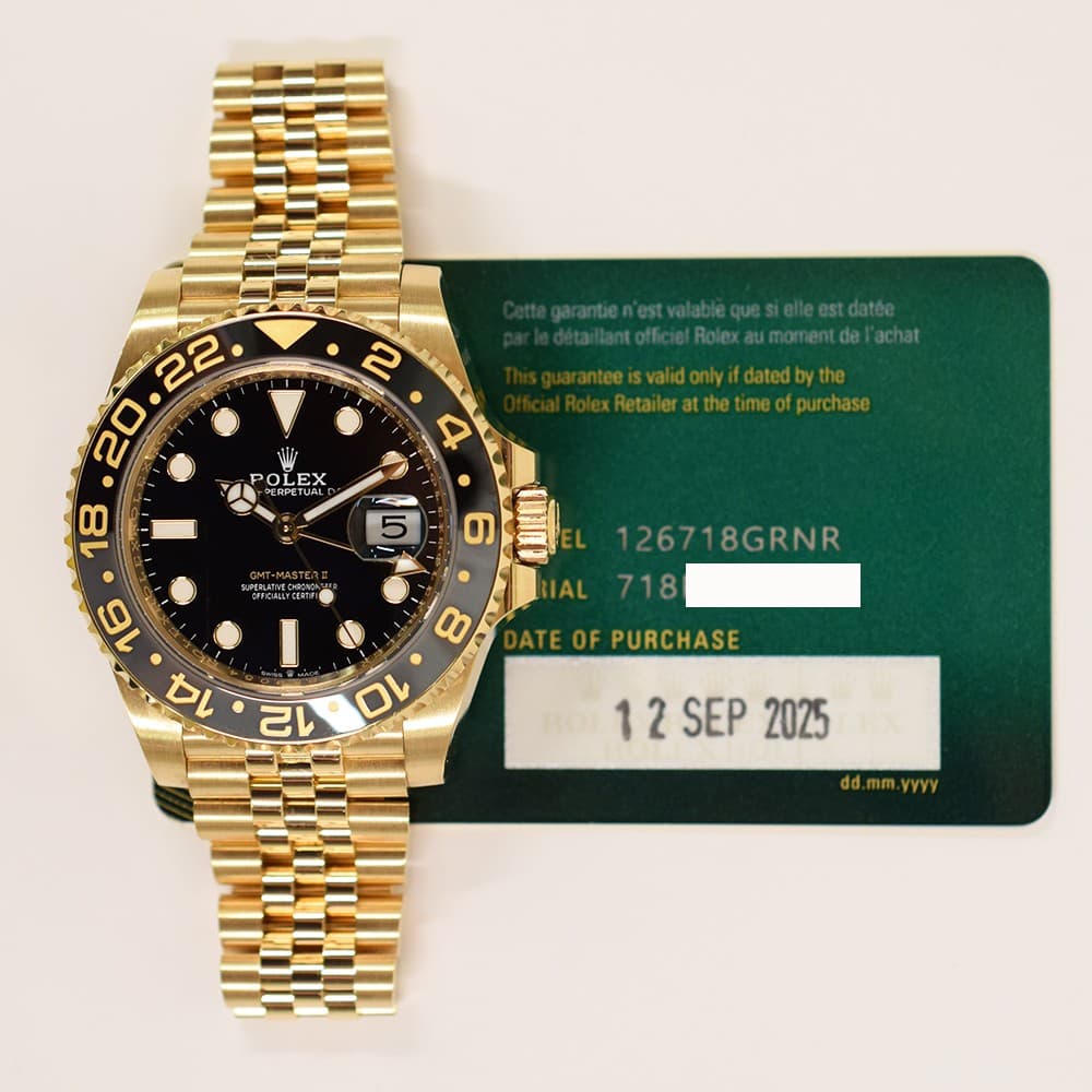 2025 Rolex GMT-Master II, 126718GRNR, 40mm, Black Dial, Jubilee Bracelet, Box...