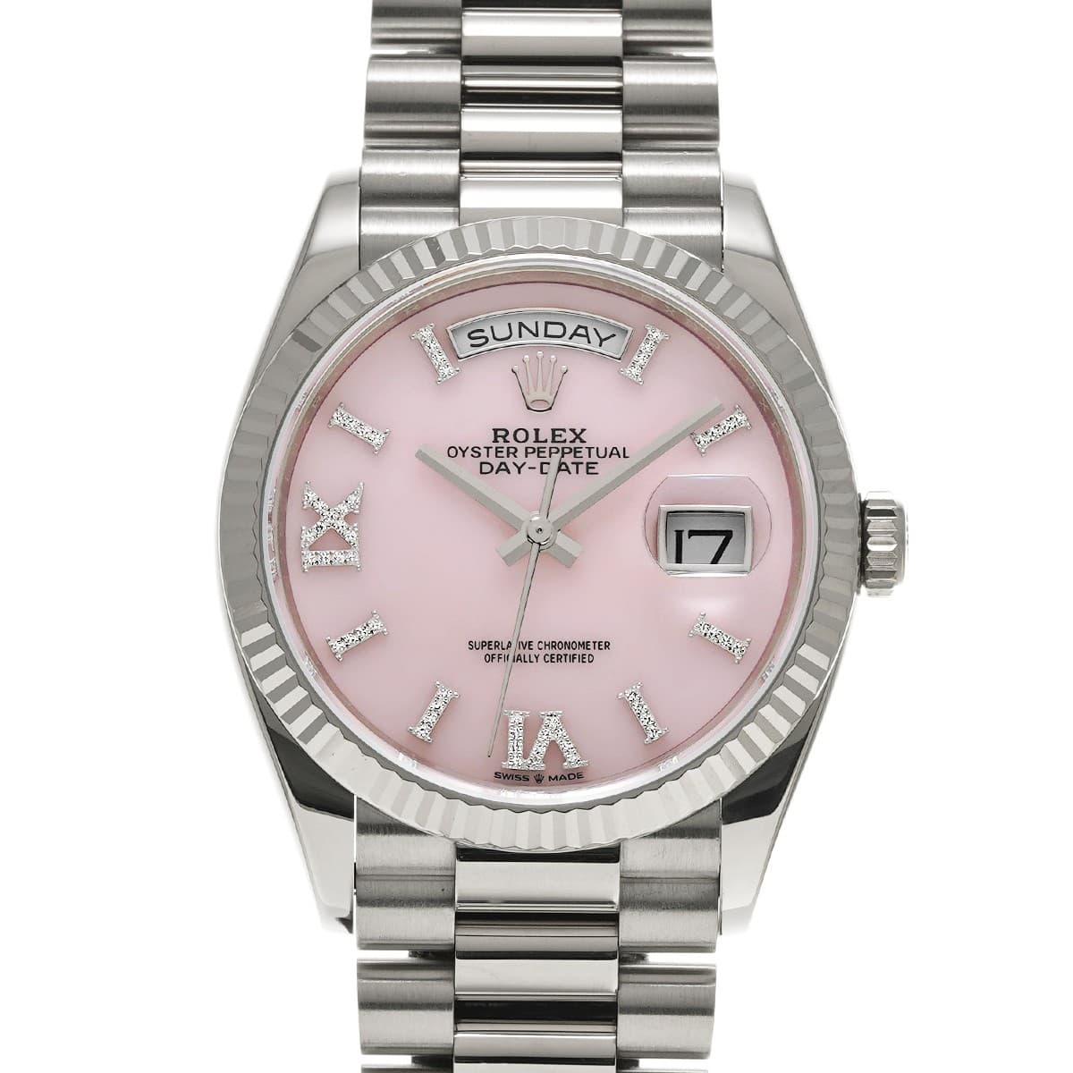 ROLEX Day-Date 36 128239 Pink opal/diamond WATCH 727096