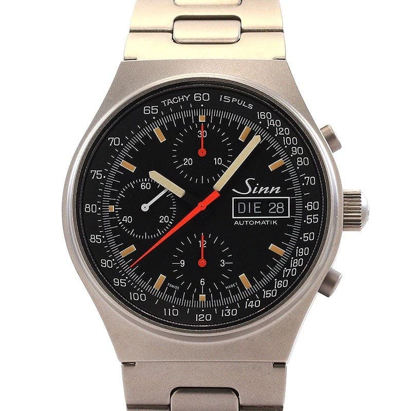 [Serviced] Sinn 144 Ti Chronograph Titanium on H-Link Bracelet Automatic Black