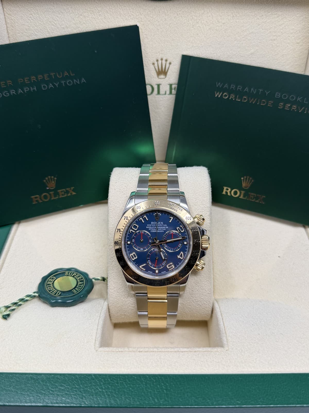 Rolex Cosmograph Daytona Two-Tone 116523 Blue Racing Dial