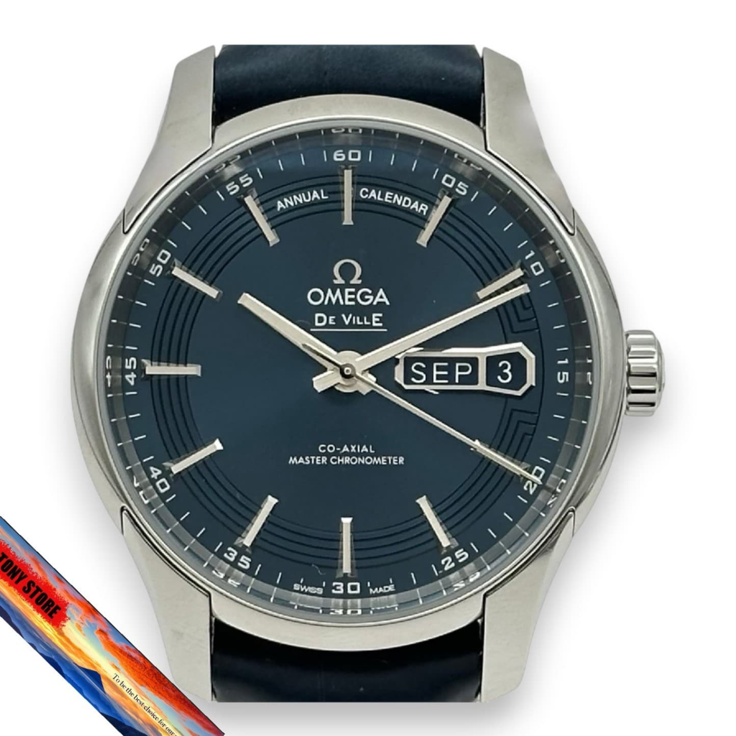 Omega De Ville Hour Vision Orbis Blue Steel Manual Calendar 433.33.41.22.03.001