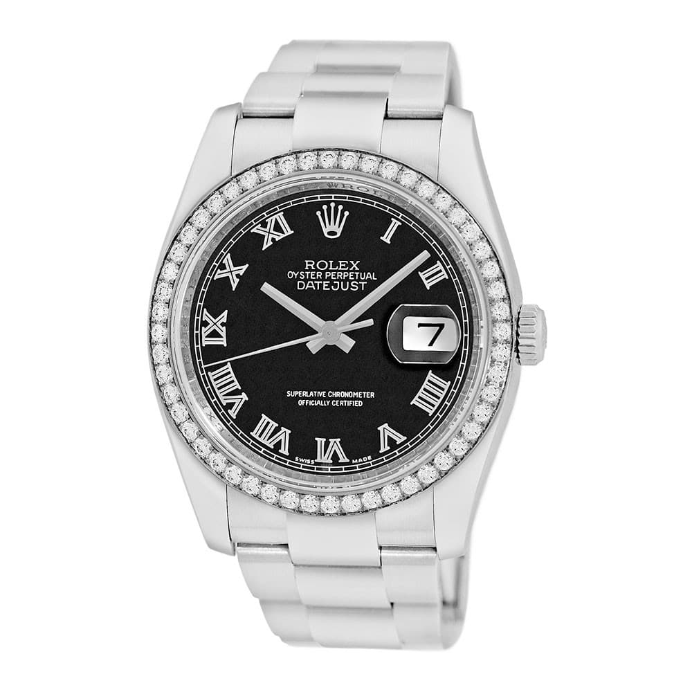 ROLEX Stainless Steel 36mm Datejust Factory Diamond 116244 Box Warranty MINTY