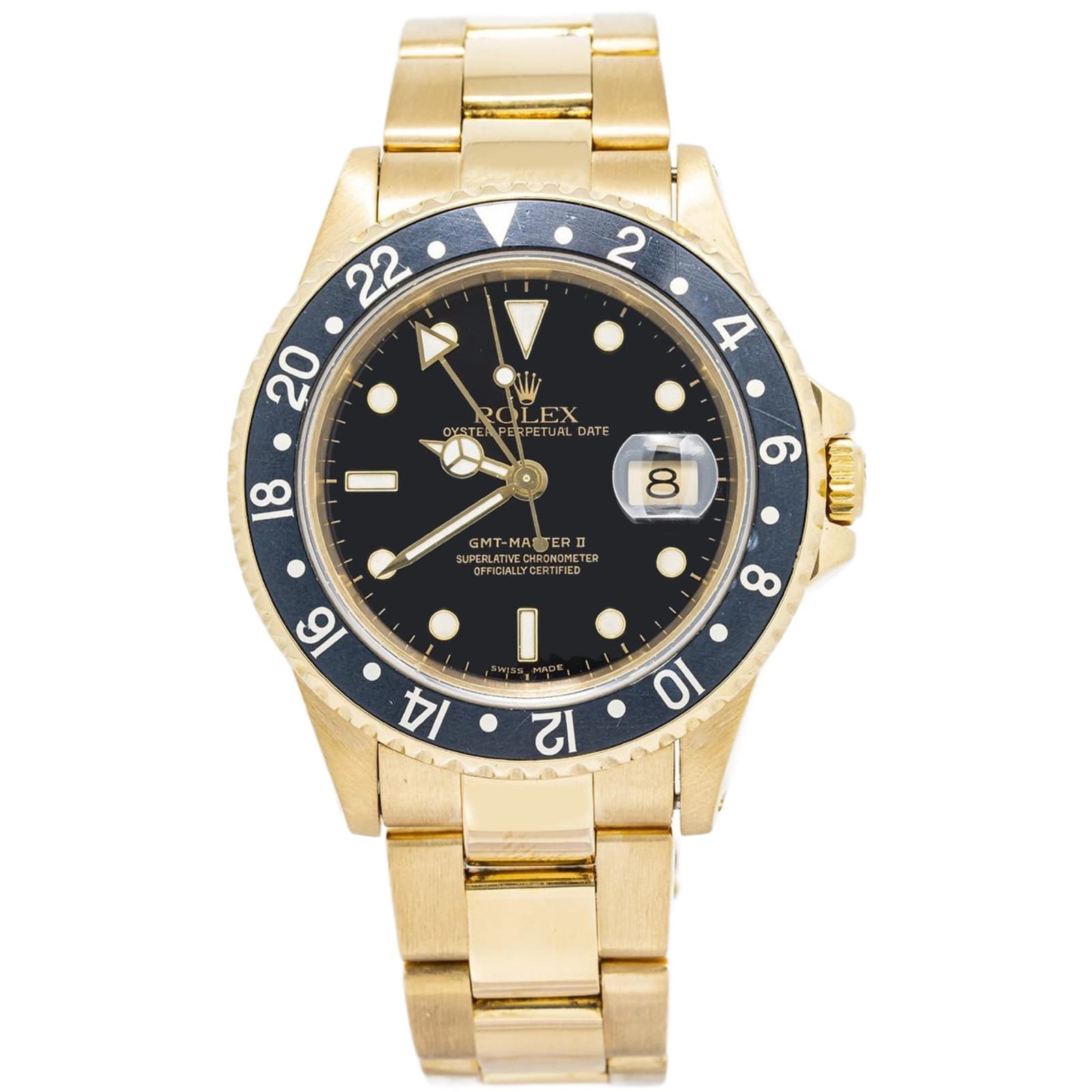 Rolex GMT Master II 16718 Oyster Yellow Gold Black Index Automatic 40mm