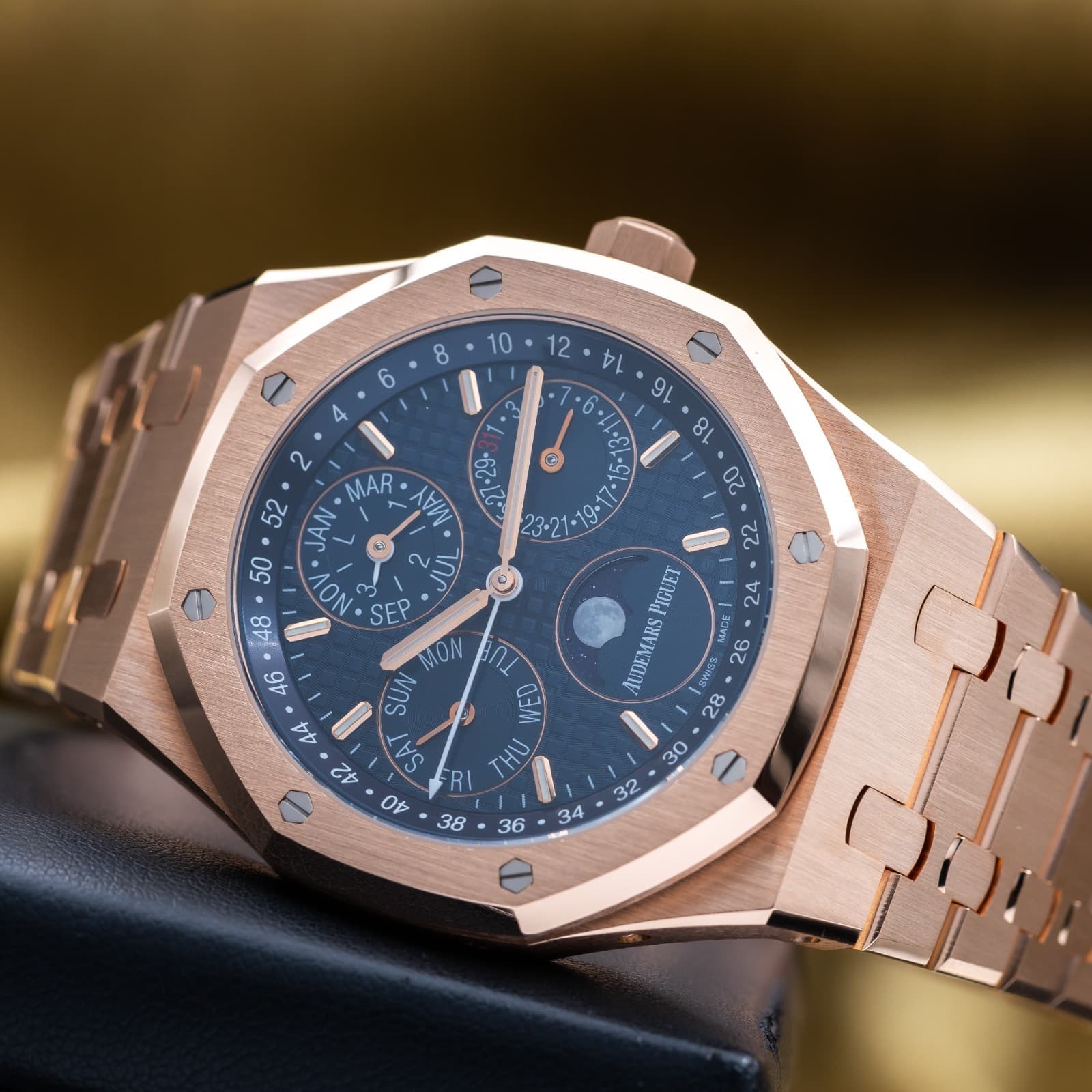 Audemars Piguet Royal Oak Perpetual Calendar 41mm Rose Gold Blue Dial AP 26574OR