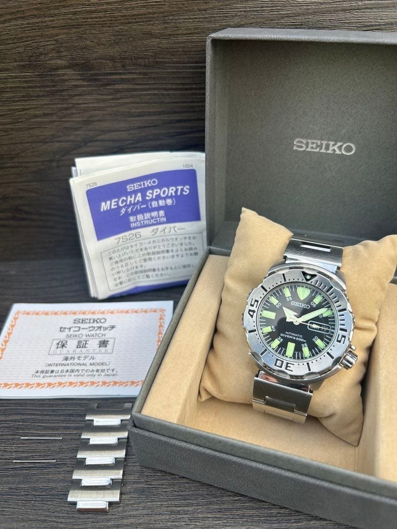 SEIKO SKX779 Black Monster Diver Watch 7S26 21 Jewel Automatic Vintage