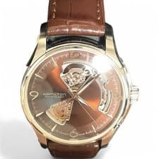 Hamilton Jazzmaster Open Heart Automatic Watch Brown Leather H32565595 - Rare