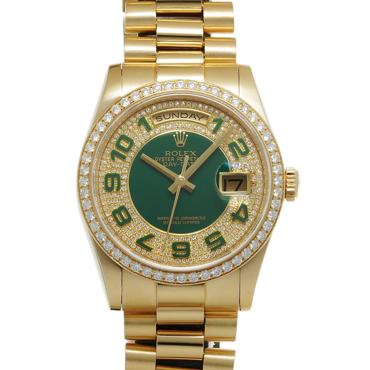 ROLEX Day-Date 36 50th 118348ZEA Green jade/diamond WATCH 743494